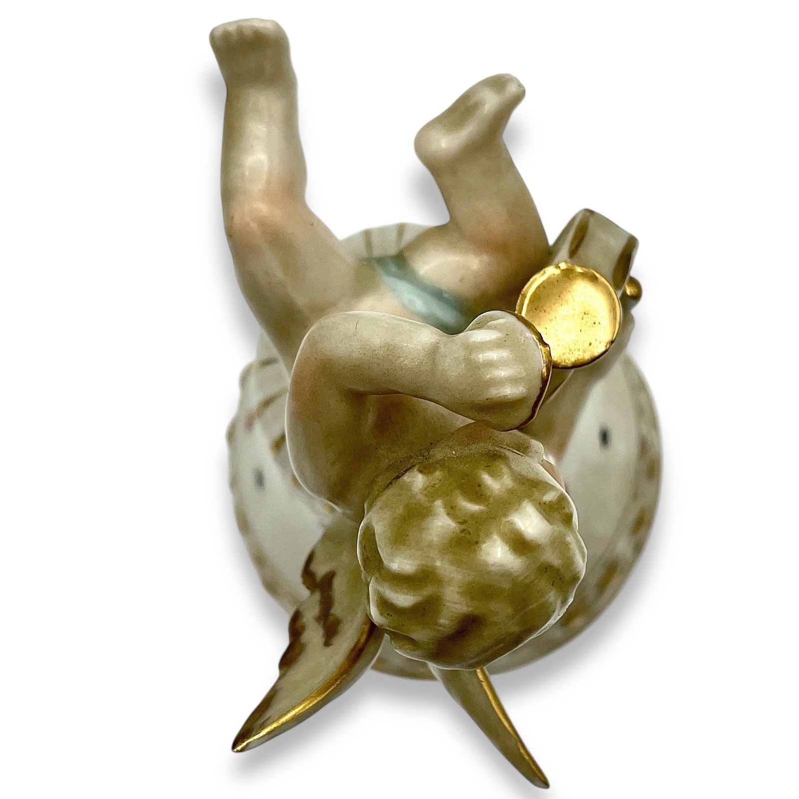 Vtg MCM Ardalt Musician CHERUB ANGEL BELL Porcelain Cybal Drum Stars EUC Japan