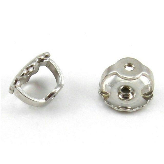 2 pcs 0.032" 18K White Gold Threaded (Screw On) Earring Backing