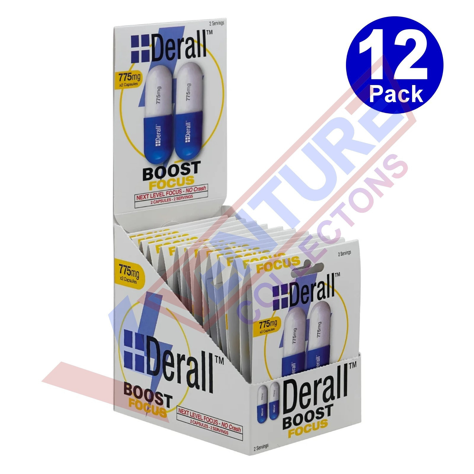 Derall Boost Focus 775mg Energy Concentration Full Box - 24 Capsules - FREE SHIP