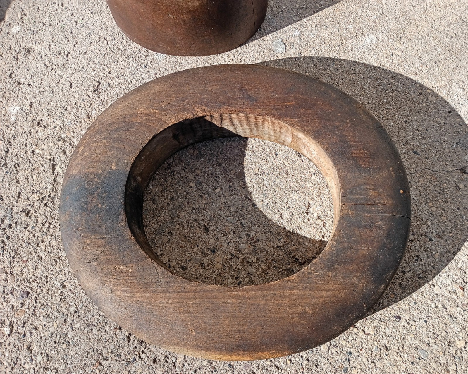 Antique Primitive Amish Solid Wood Millinery Block Dome 2 Piece Hat Form R475