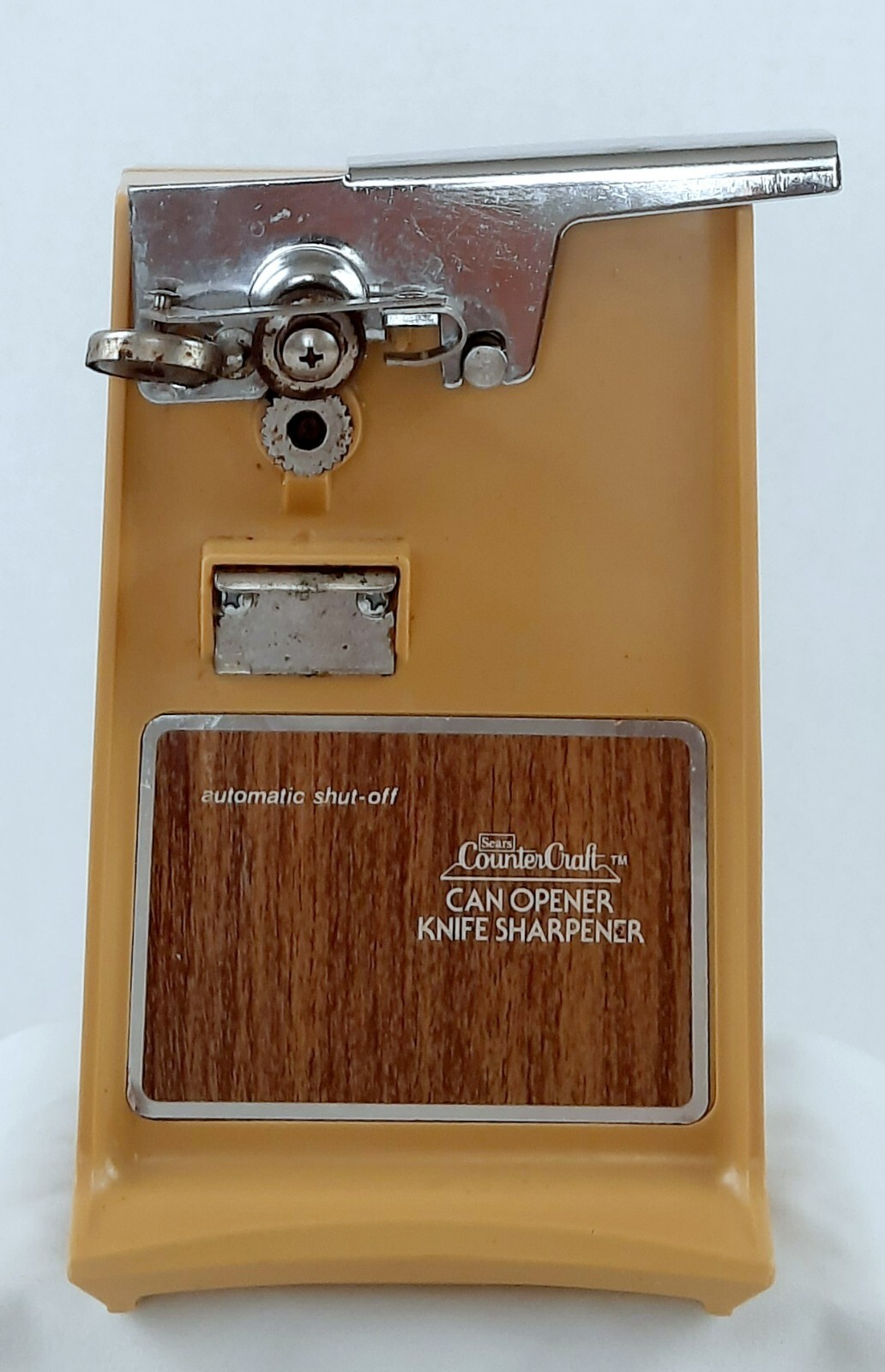 Vintage Sears Gold Counter Craft Insta Clean Can Opener Knife Sharpener