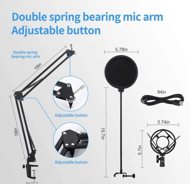 IKEDON USB Condenser Microphone, 192KHZ/24Bit Plug & Play Mic Setup