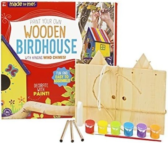 Creative Birdhouse Building Kit - Includes 6 Paint Colors & Hanging String