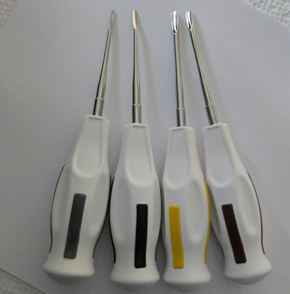 White Plastic Handle Dental Luxating Root Tip Extraction Elevator Loosen Tools