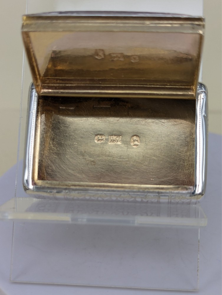 1808 Georgian solid silver novelty book shape snuff box gilt interior W Simpson