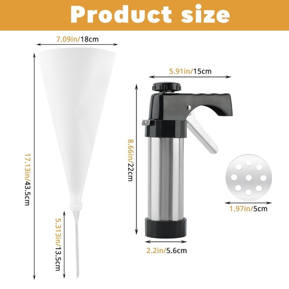 Professional Churro Maker Machine with 16 Discs & 8 Nozzles Cookie Press
