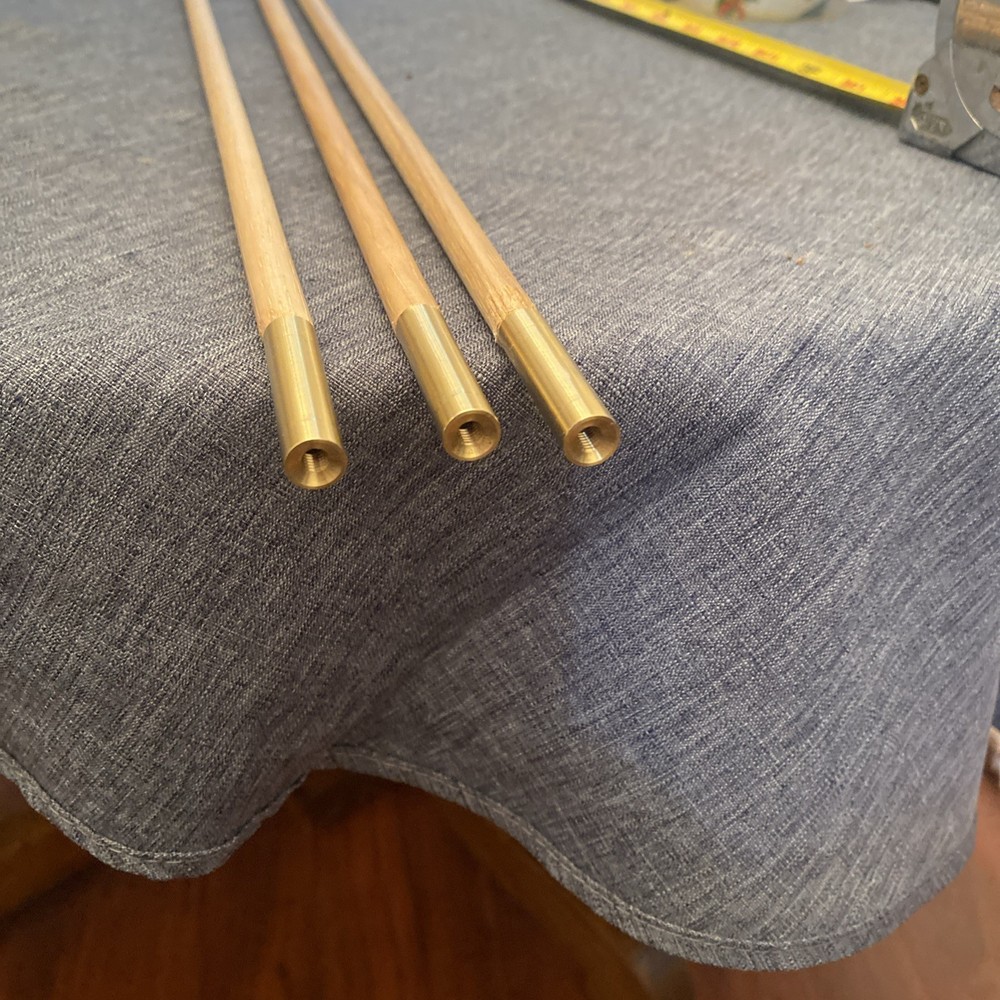 Hickory Muzzleloader Ramrod 36” L X 3/8 Diameter with Brass Ends.
