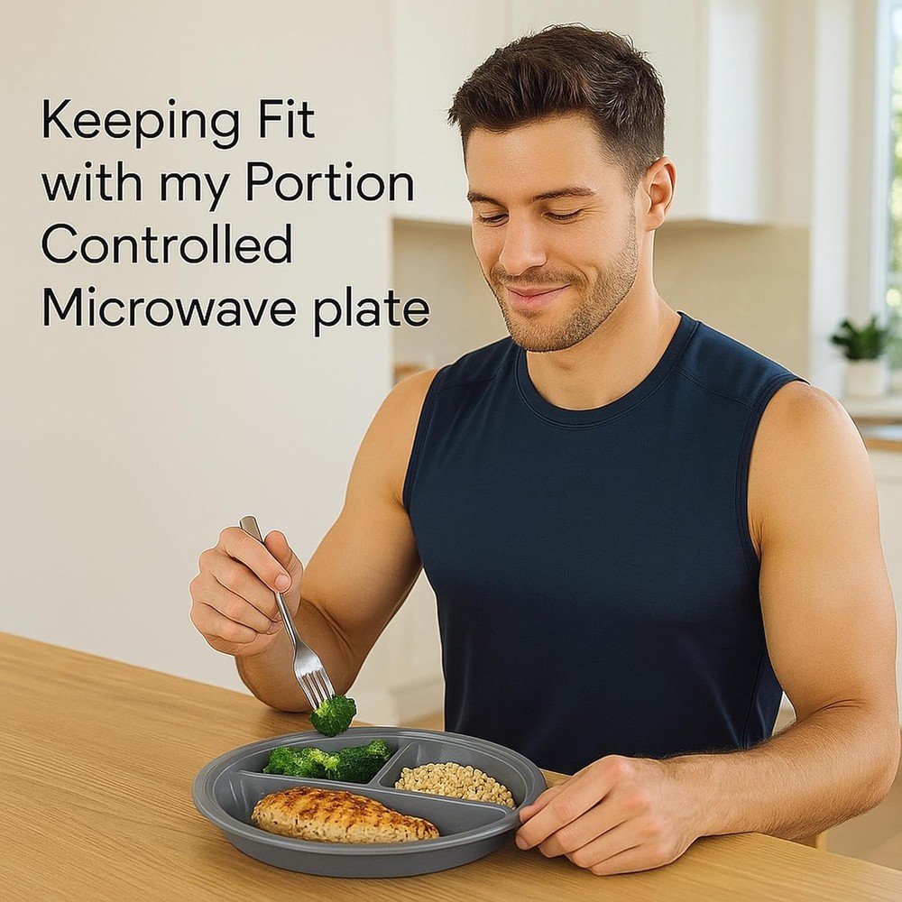4-Pack Divided Microwave Plates with Vented Lids – BPA-Free, Stackable Meal Pr