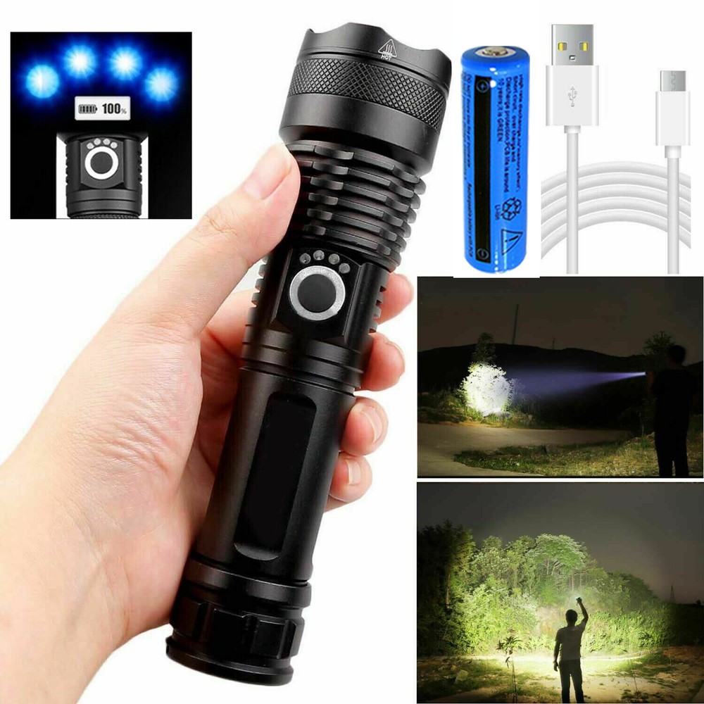 Most Powerful 99000000LM LED Flashlight Zoom USB Rechargeable Super Bright Torch
