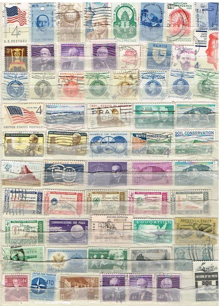 60 Assorted  US .04 cent Cancelled Postage sTamps (12-662)