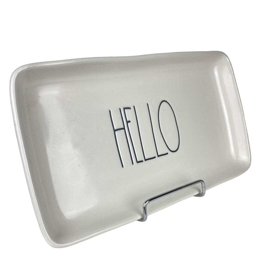 Rae Dunn Artisan Collection "Hello" Ceramic Rectangular Tray 10" X 5" White