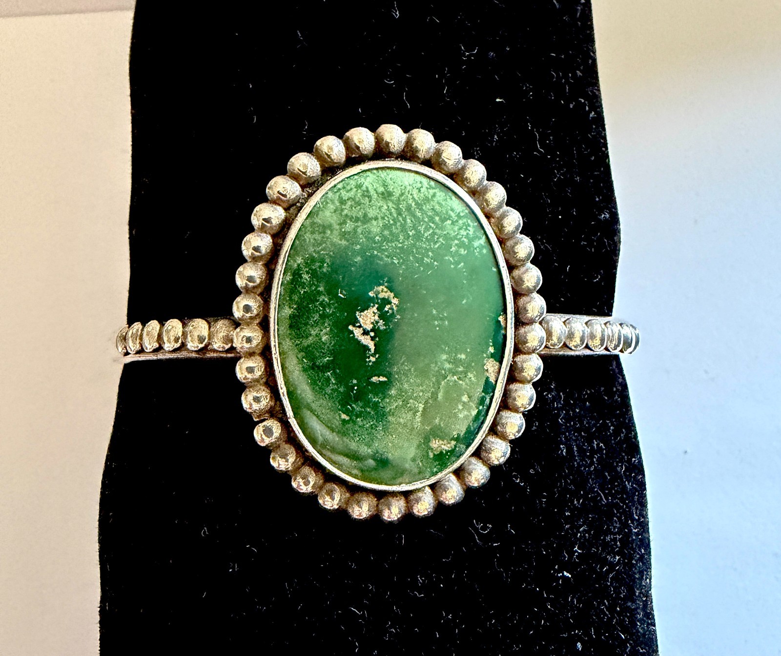 Native American Navajo? Sterling Green Turquoise Cuff Bracelet Old Pawn Vintage