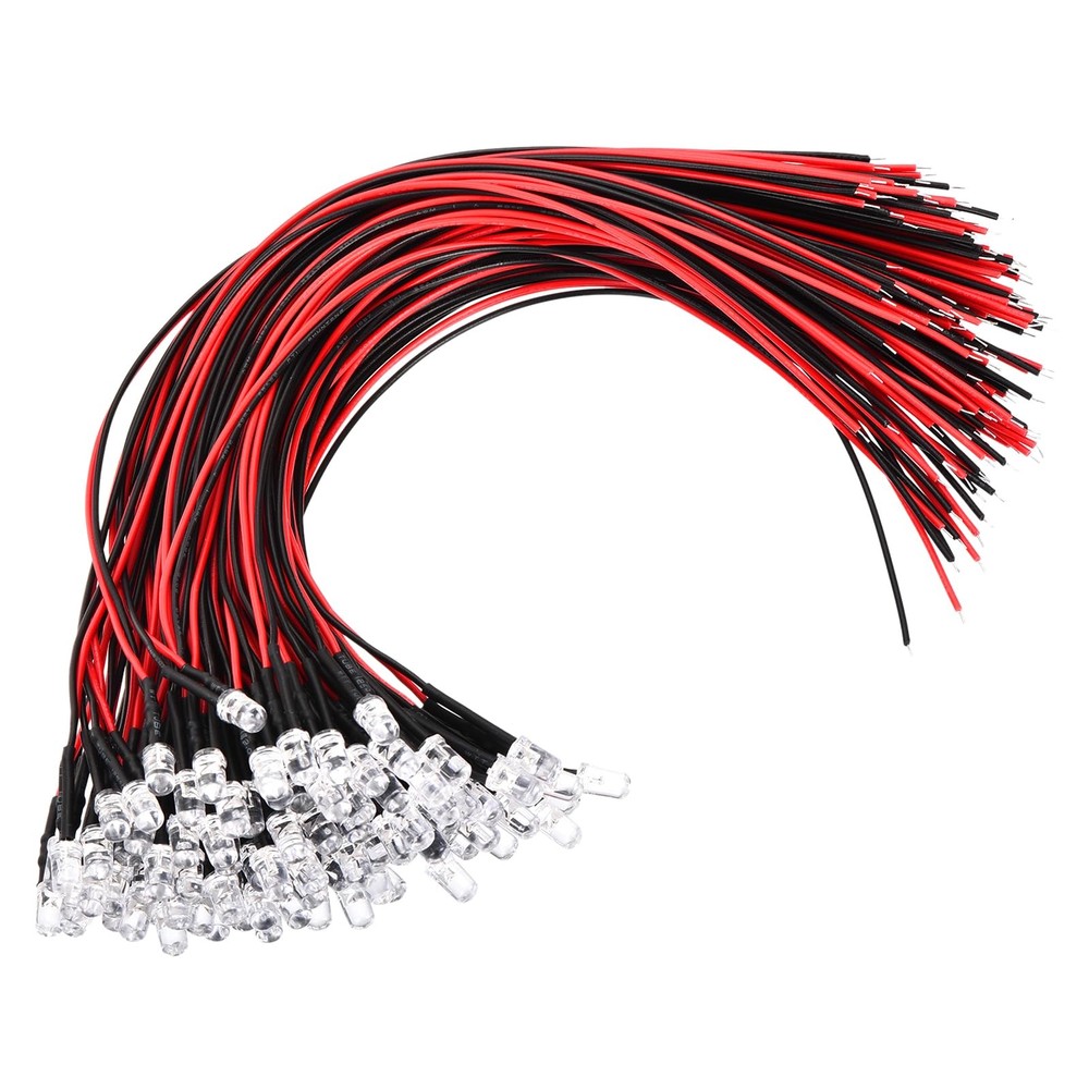 5mm LED Diode Light, 100 Pcs 3-6V DC Pre Wired Mini LED Lights Bulb Light-Emi...