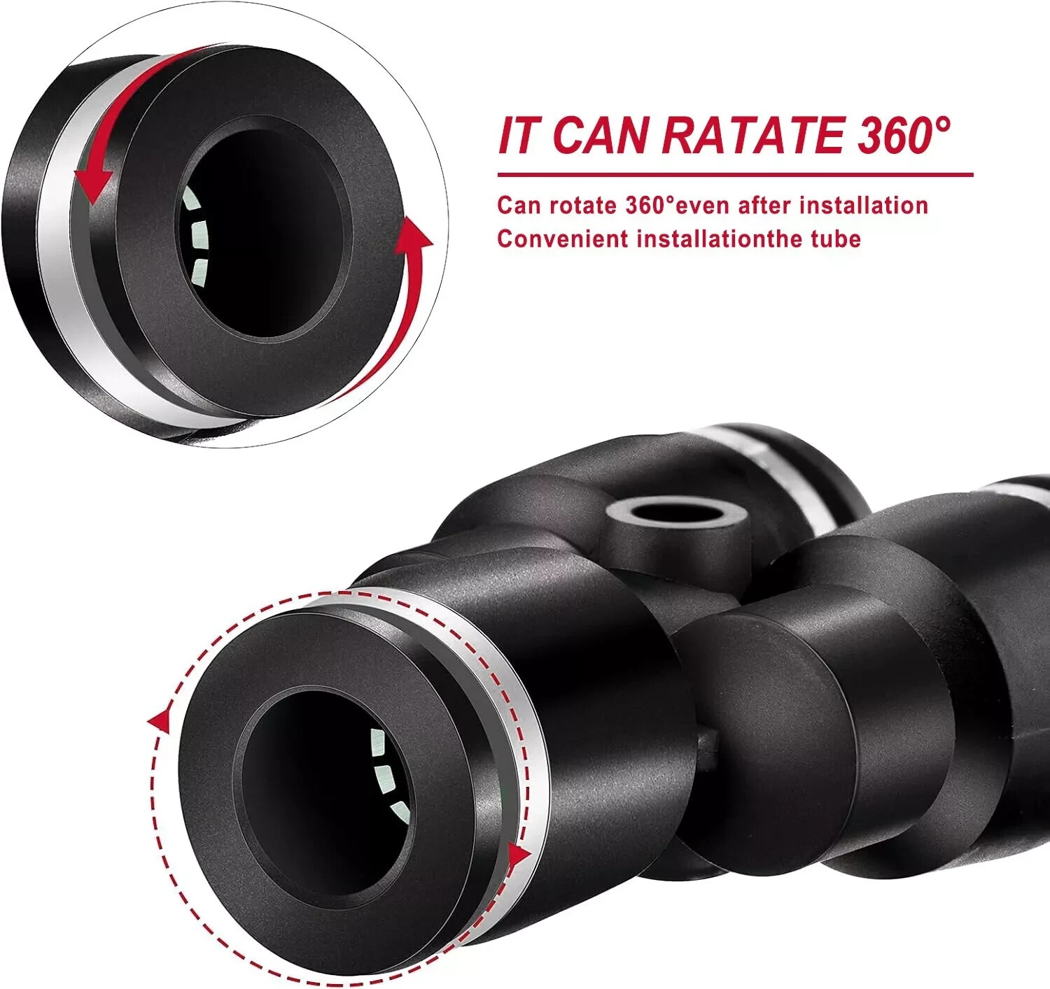 Nylon Air Line Kit 3/8'' OD 100ft Hose 1/4'' NPT Push to Connect Fittings 19Pcs