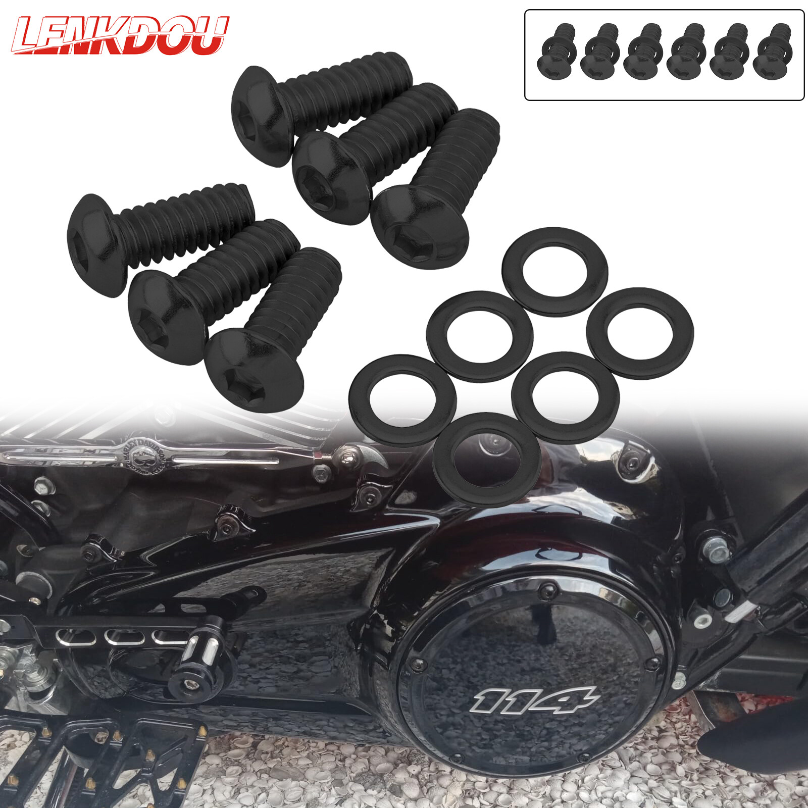 Stainless Derby Cover Screw Bolt + Washers Kit For Harley Touring Dyna 1999-2024
