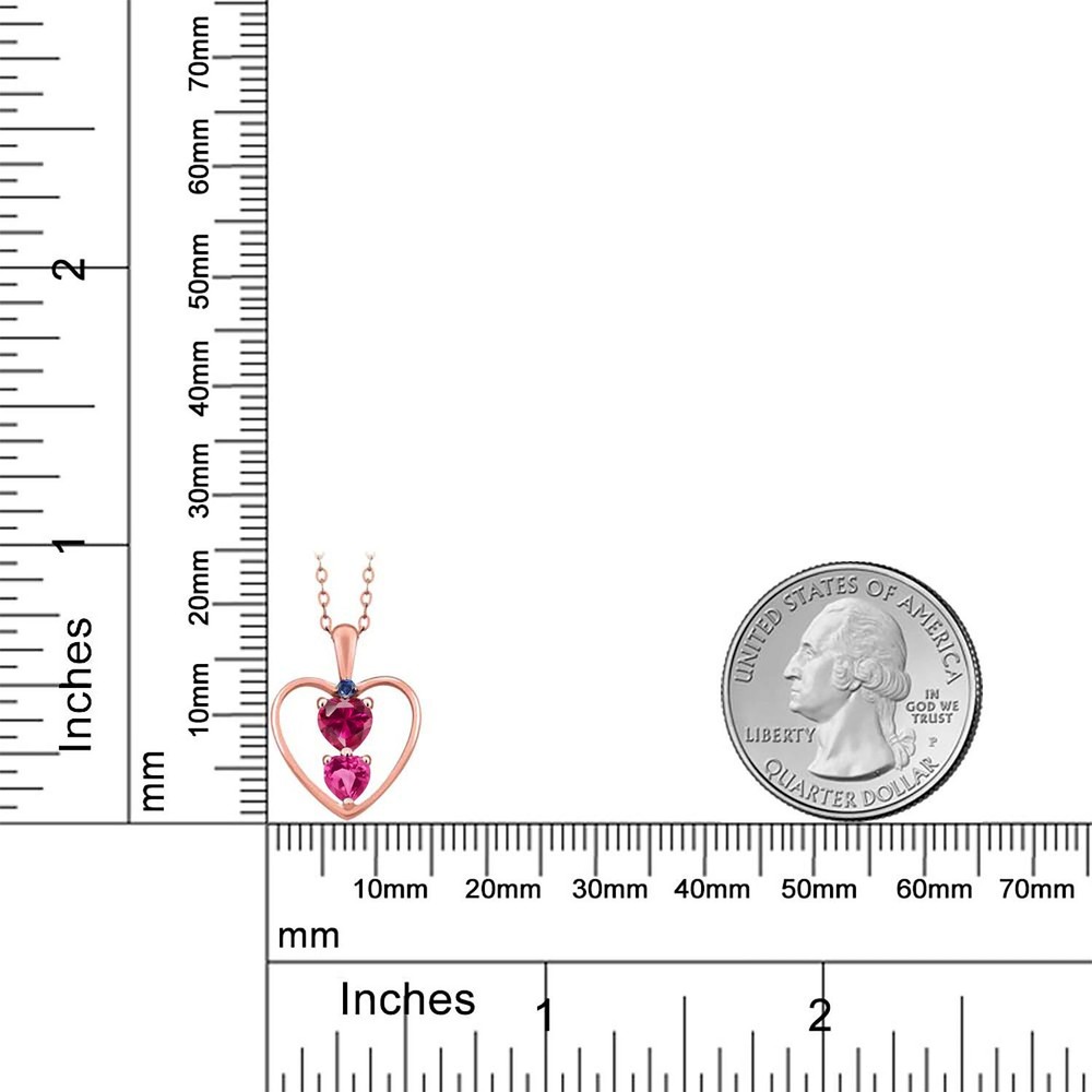 18K Rose Gold Plated Silver Created Ruby Pink Created Sapphire and Created