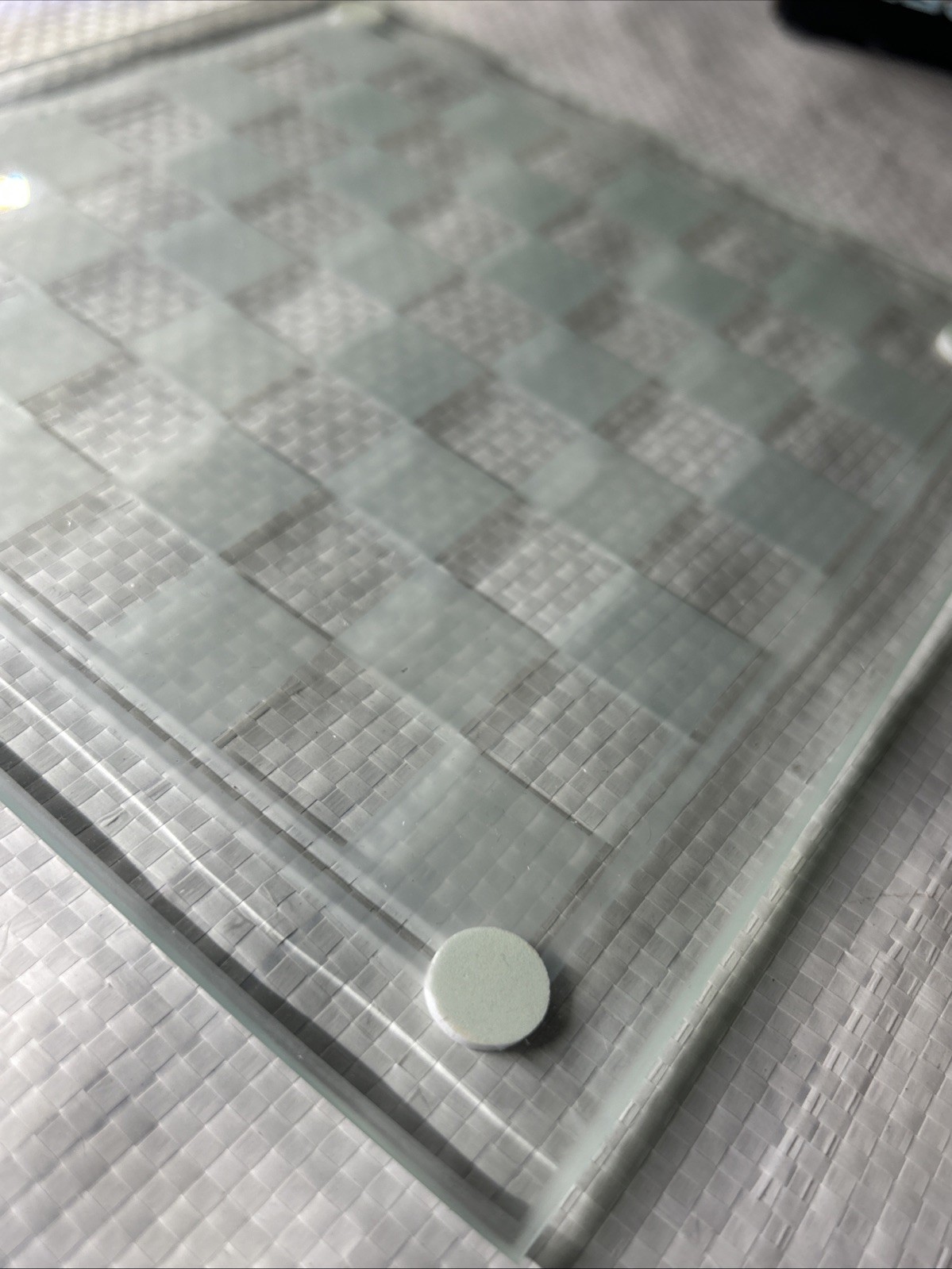 Clear And Frosted Glass Chess Or Checker Board Only 9.75" - No Chess Pieces