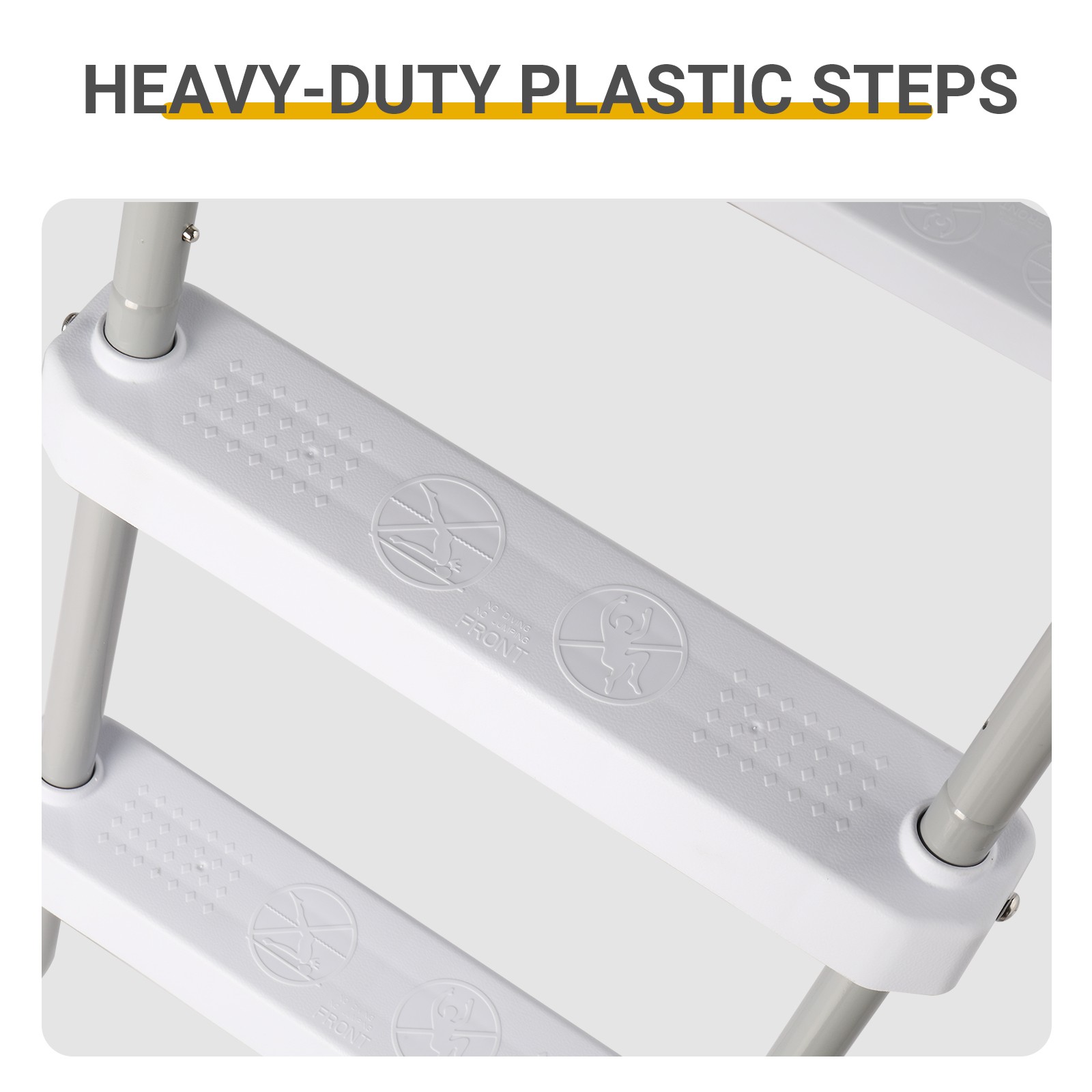 4-Step 52in Pool Ladder Iron Grey Frame + White Steps