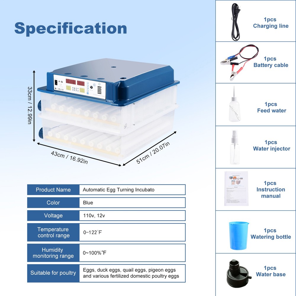 Incubators for Hatching 120 Eggs Egg Incubator with Automatic Egg