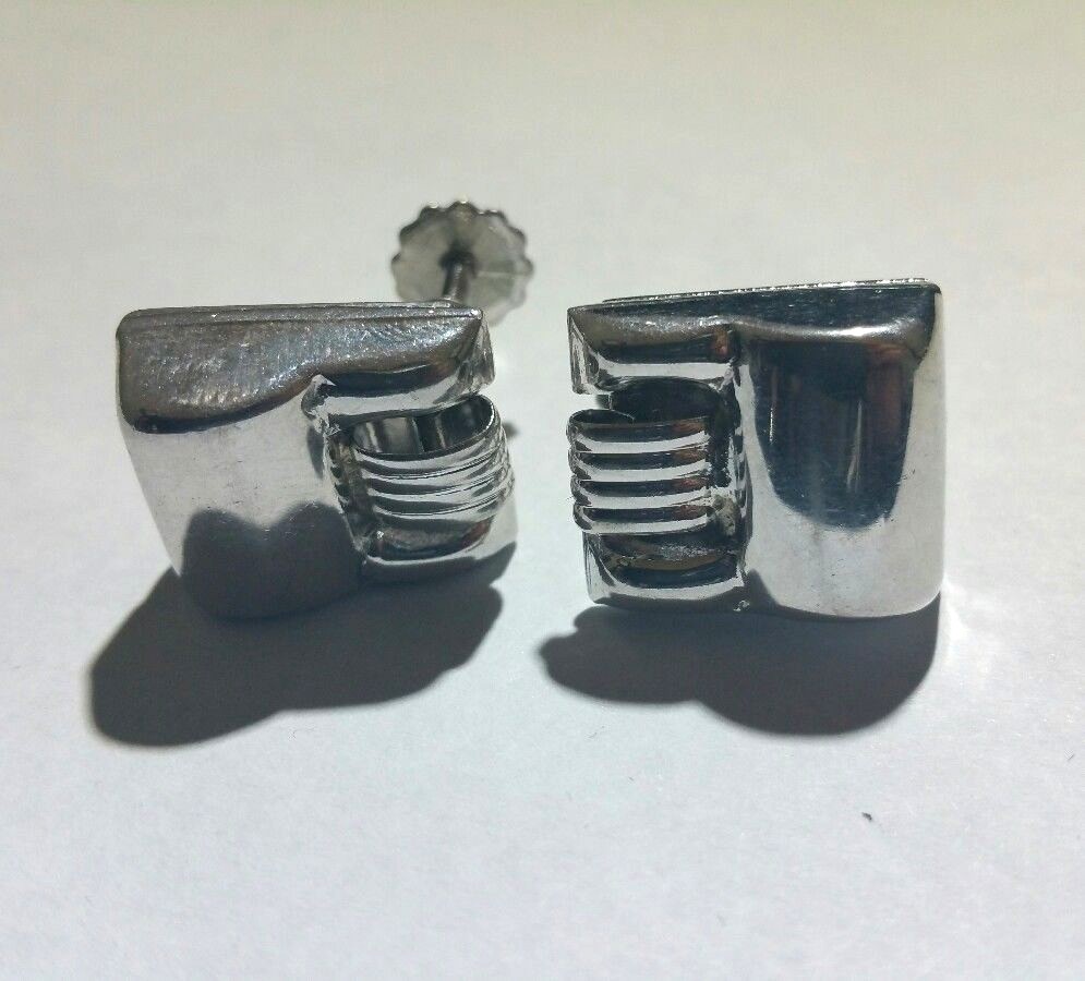 Vintage Designer Silver Tone Signed Earrings
