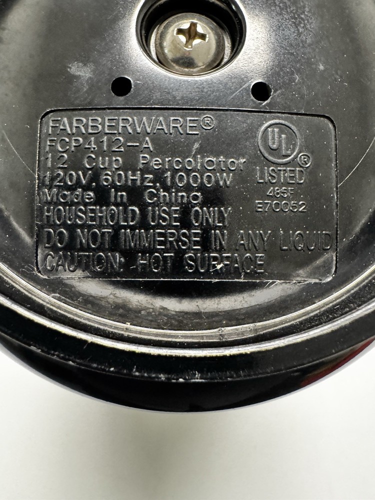Farberware Superfast Coffee Pot Percolator FULLY AUTOMATIC 12 Cup MODEL FCP412-A