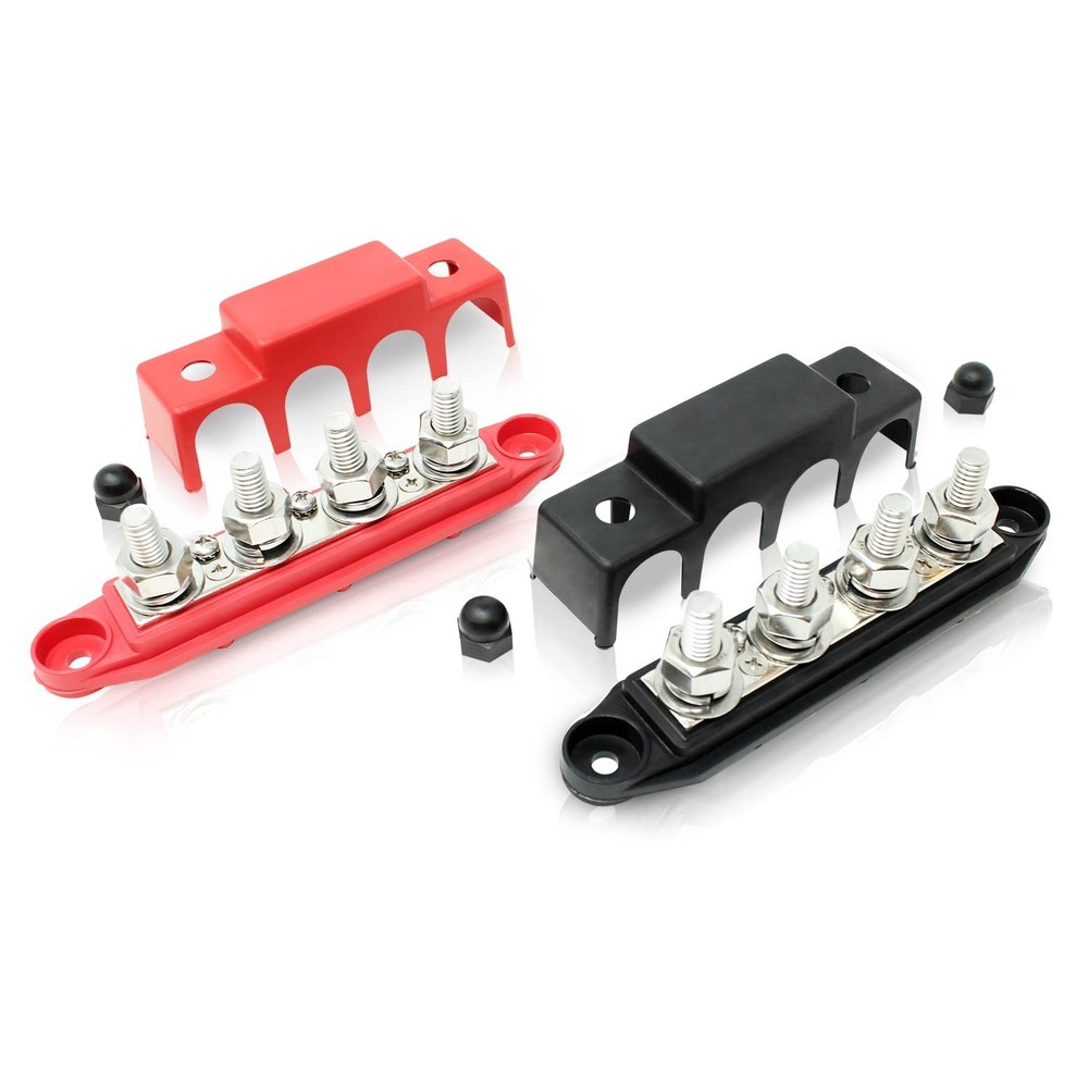 Dual 250 Amp Red & Black Power Distribution Busbar Pair | Secure Electrical Flow