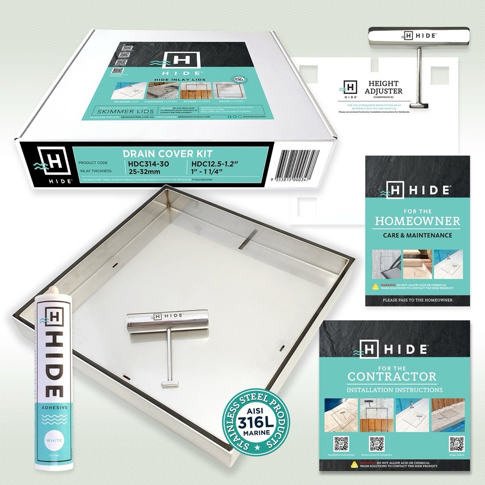 HIDE 12.5" Luxury Drain Cover Kit - 1.2" Inlay Depth
