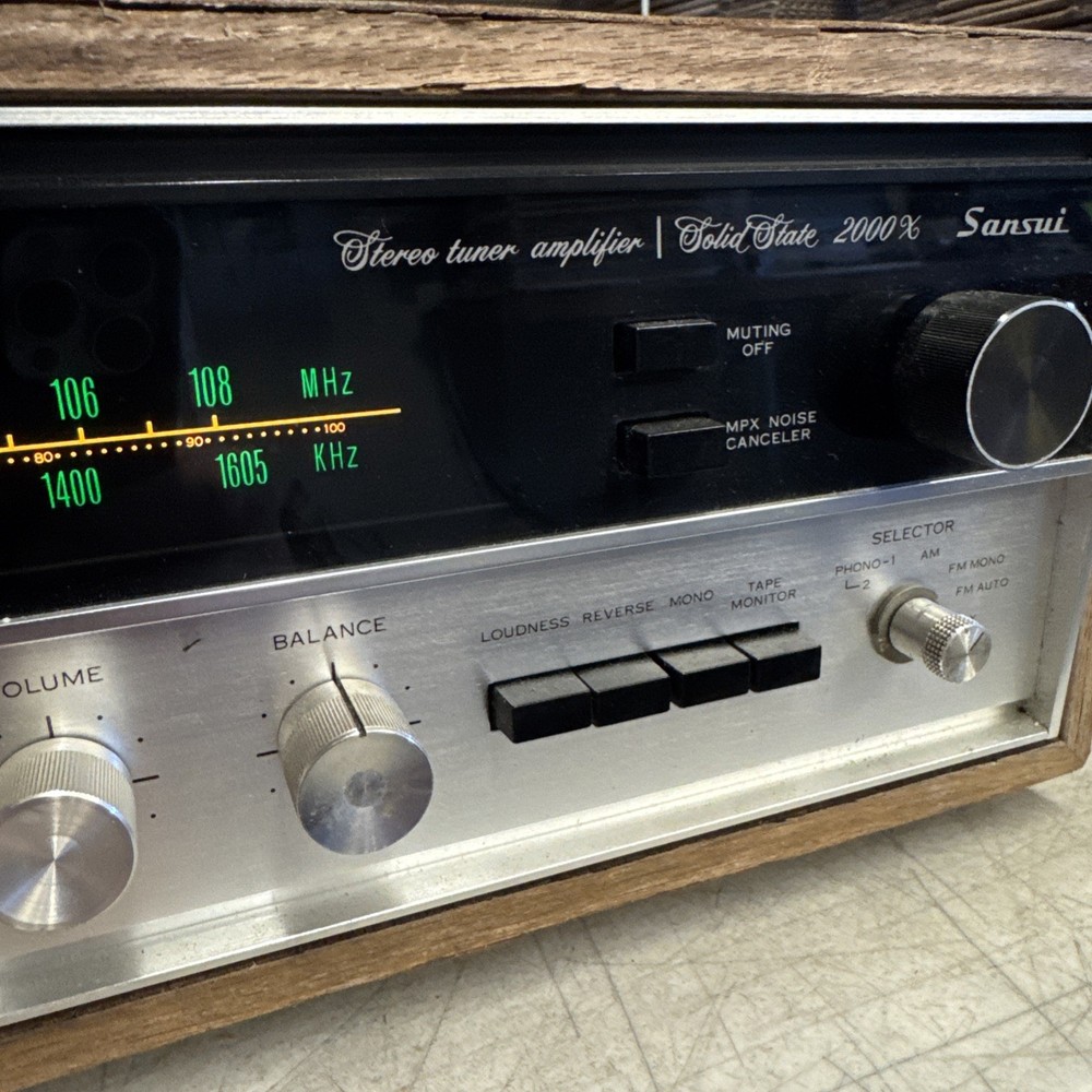 Sansui 2000X Solid State Stereo Receiver Tuner Amplifier w/ Wood Case / Tested