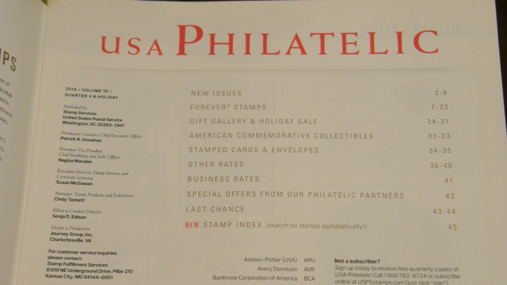 USA PHILATELIC Stamp Catalog 2014 Volume 19 Quarter 4 & Holiday - "Joy"