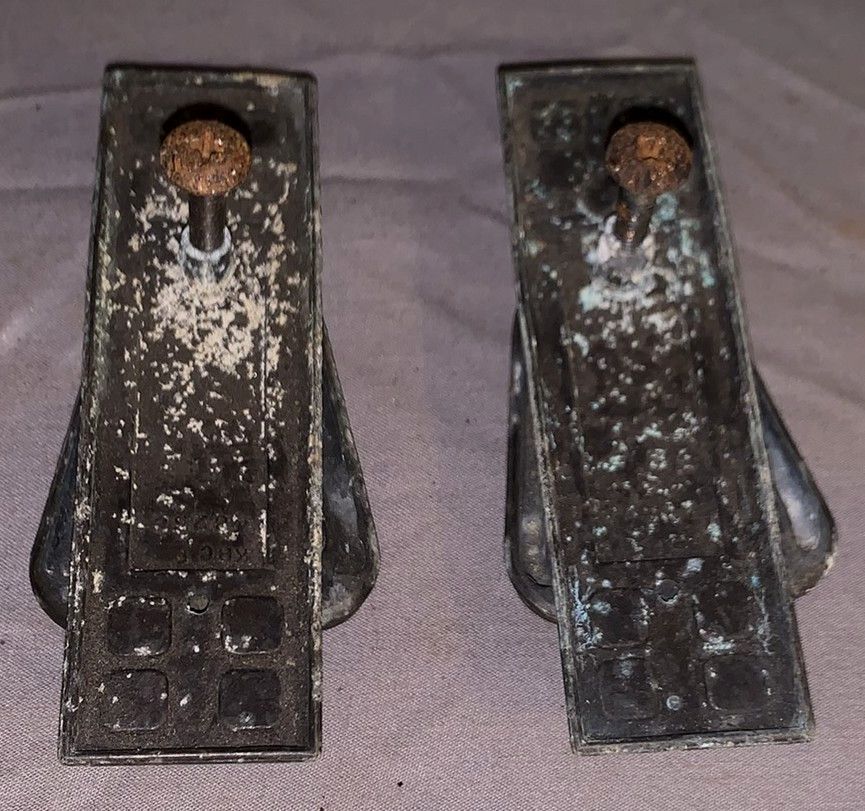 Nice Set 2 Antique Cast Metal Drop Pulls Rectangular Back Plates