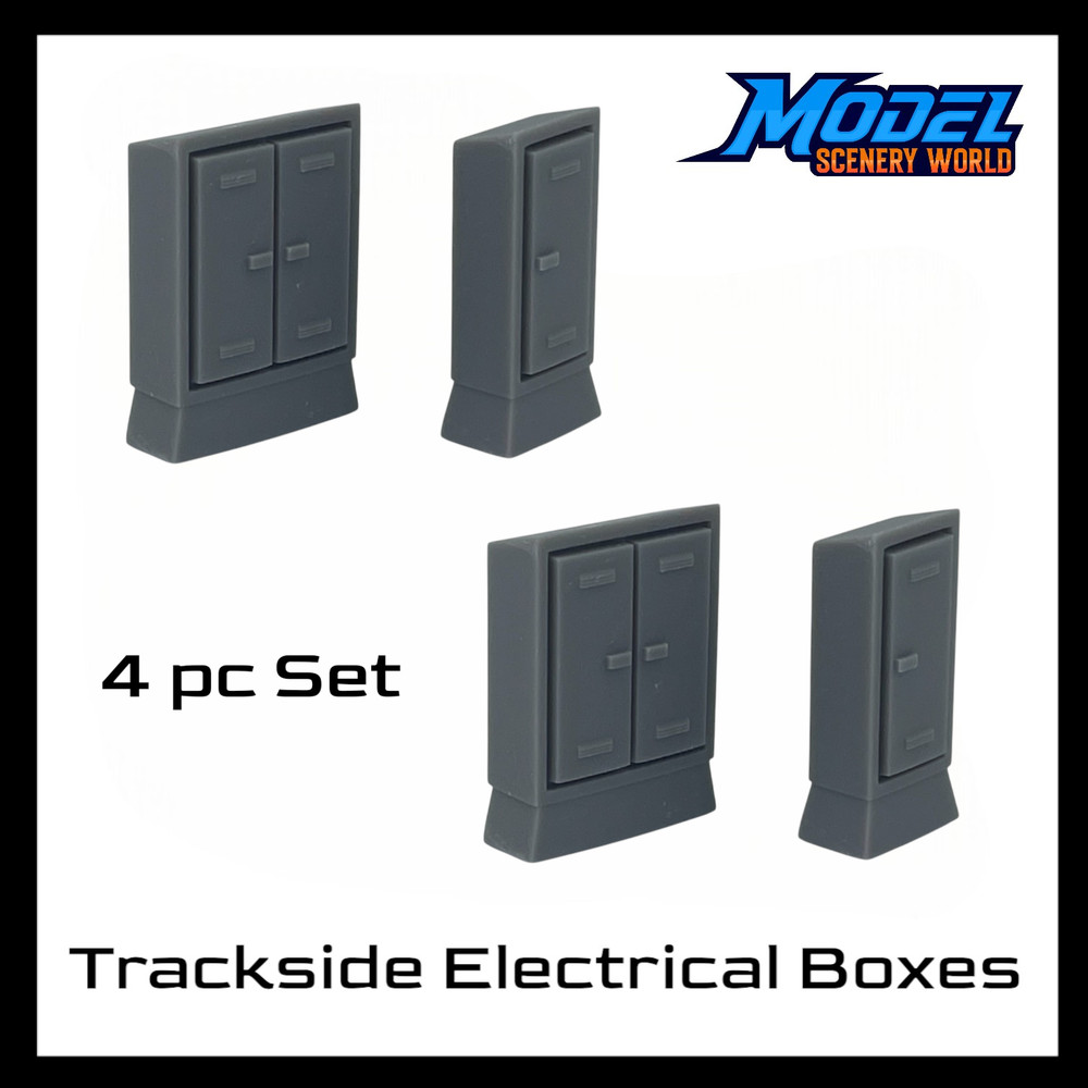 Trackside Electrical Boxes (4pcs) - S Scale 1:64 - Gray