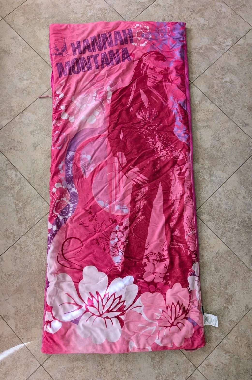 Rare Pink Disney Hannah Montana Slumber Tote (Sleeping Bag 30”x 67” & Tote Bag)