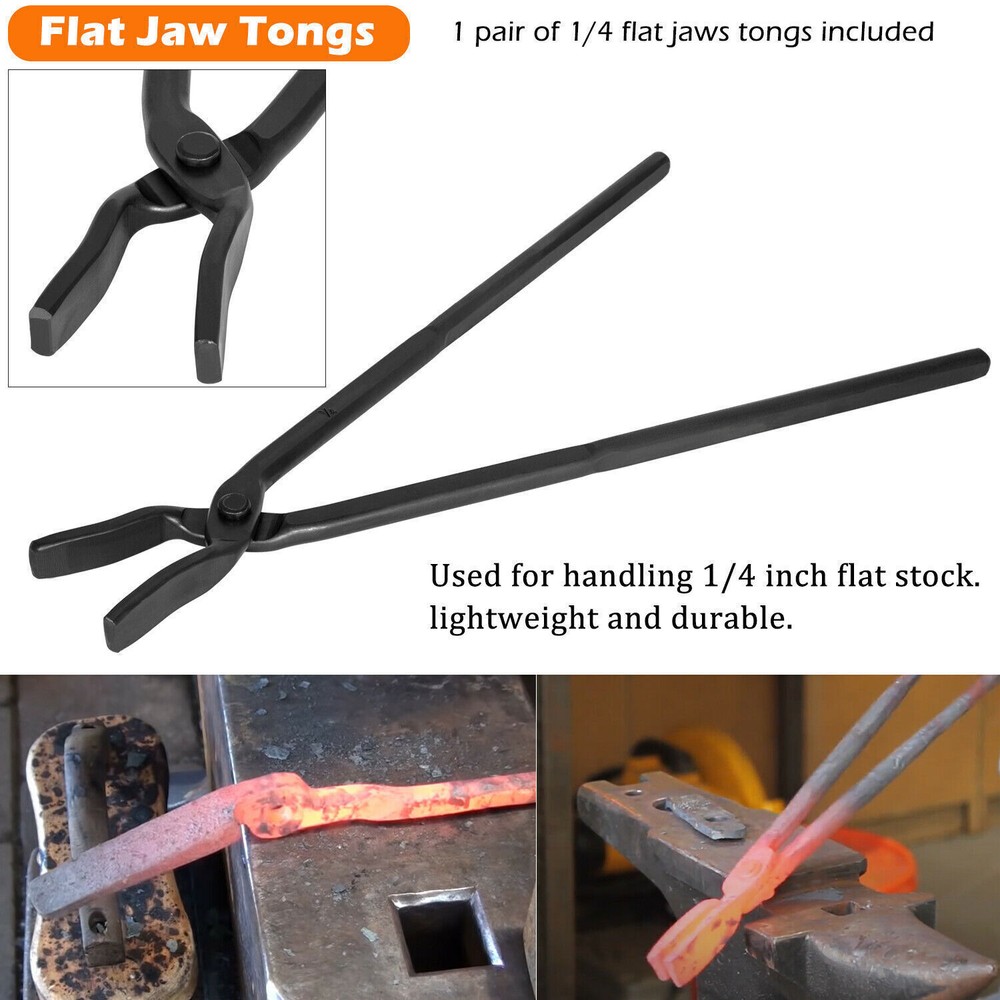 Beginner Blacksmith Tongs Blacksmith Forge Tong Tools Set Flat Jaw Pick Up