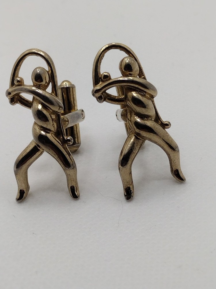 Vintage Gold Tone Twisted Man Cufflinks