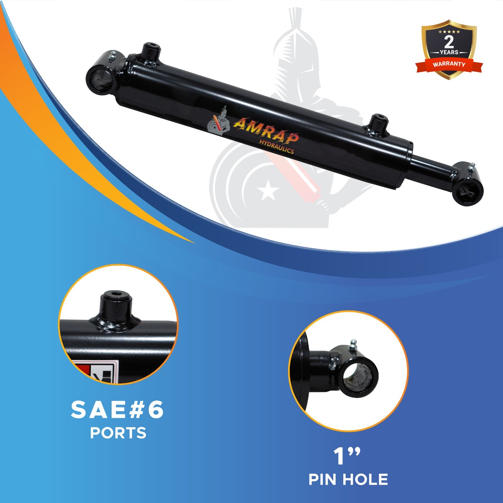 2x8 Hydraulic Cylinder 2" Bore 8" Stroke Welded Cross Tube Double Acting