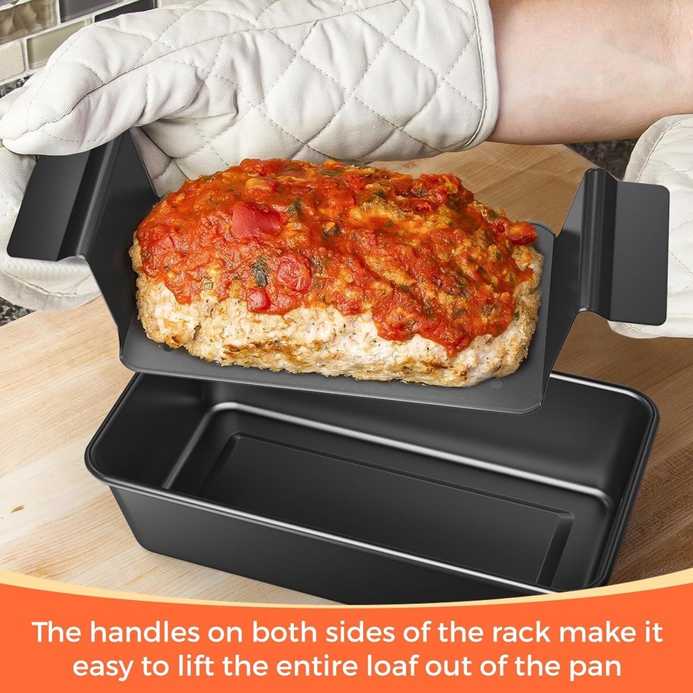 Loaf Pan with Drip Tray Nonstick 2 Pack Meatloaf Bread