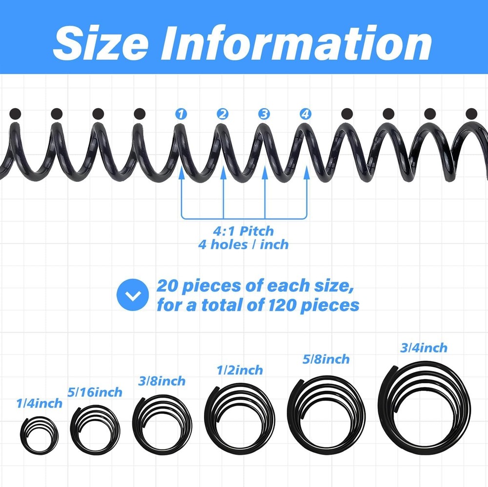 Plastic Spiral Binding Coils Pack