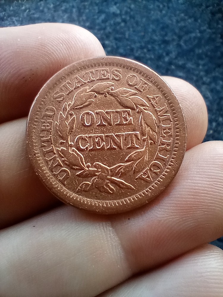 1854 Large Cent Coin -FM1, Likely Cleaned
