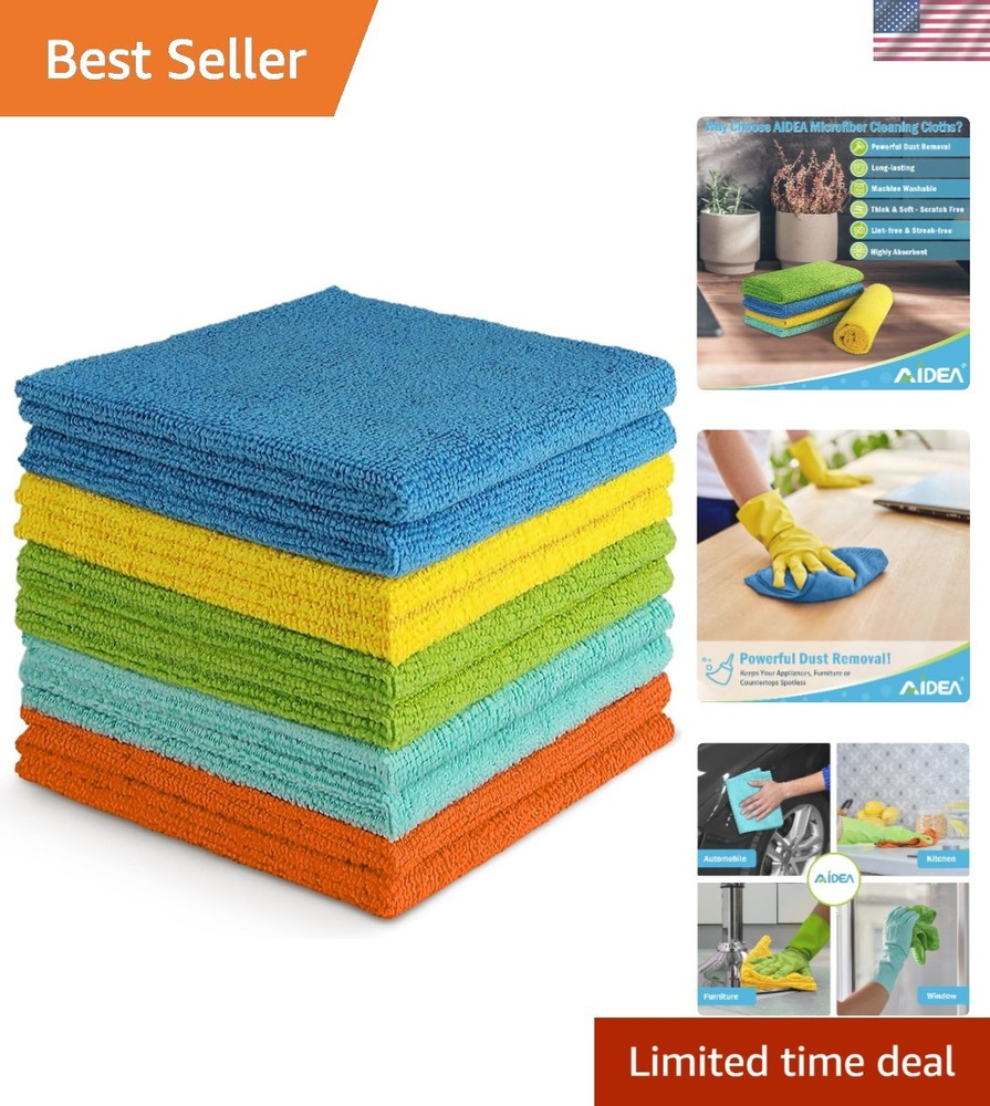 Versatile 10PK Microfiber Cleaning Towels – Machine-Washable & Eco-Friendly