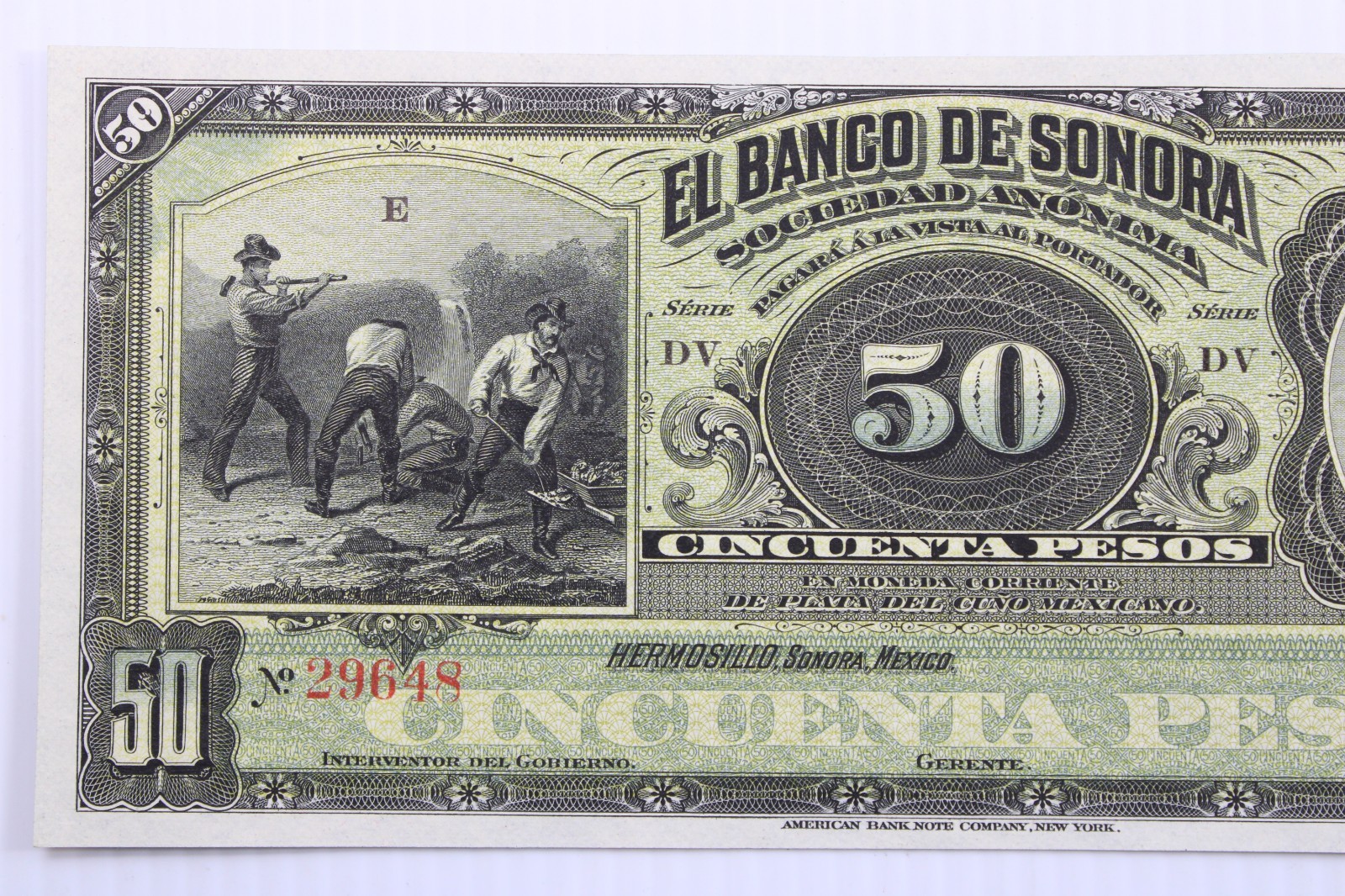 1899-1911 Mexico Banco de Sonora 50 Pesos Pick#S422r UNC #443