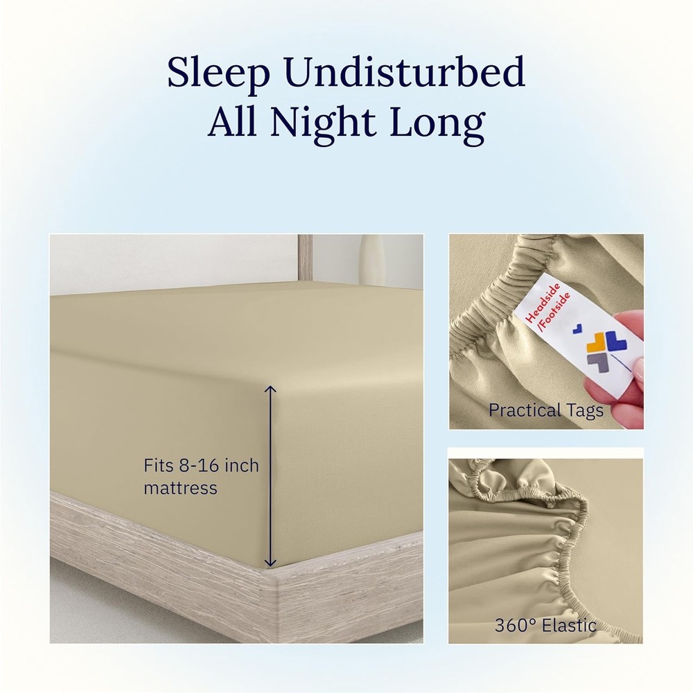 Design Den Deep Pocket King Fitted Sheet Only, 400 Thread Count