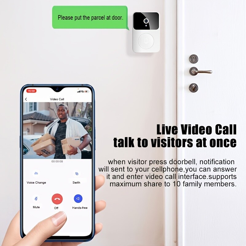 HD Doorbell Camera Wireless Security Intelligent Visual WiFi Rechargeable