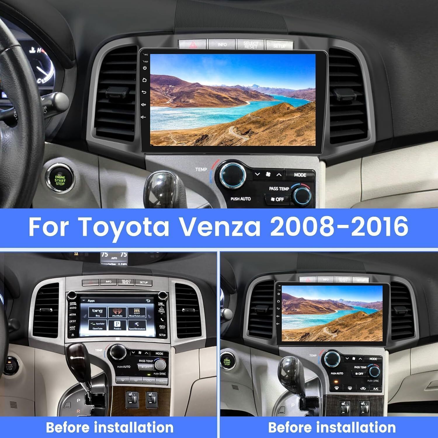64GB For Toyota Venza 2008-2016 Apple Carplay Android 13 Car Stereo Radio GPS