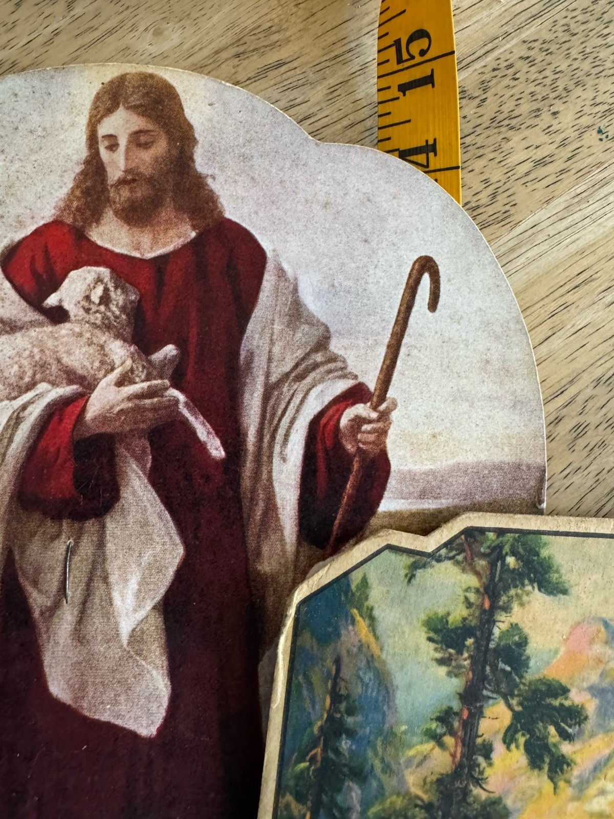 5 Vintage Hand Fans Grocery 1936 Church 1981 Jeweler VA Religious Hand Fans