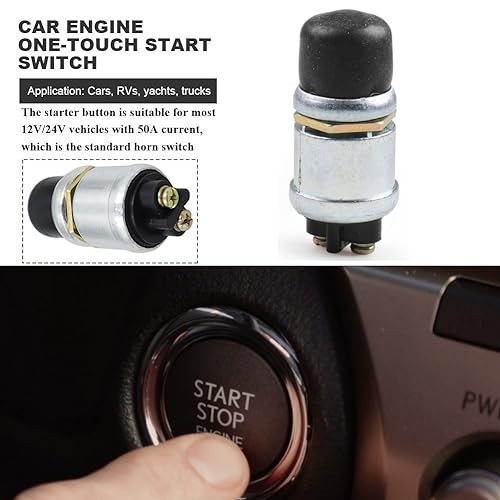 Engine Start Push Button Switch 12V 50A Waterproof Heavy Duty Momentary Push