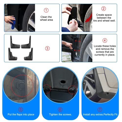 Mud Flaps Splash Guards 4PCS Front & Rear Side Mud Guards 2015-2017 Camry