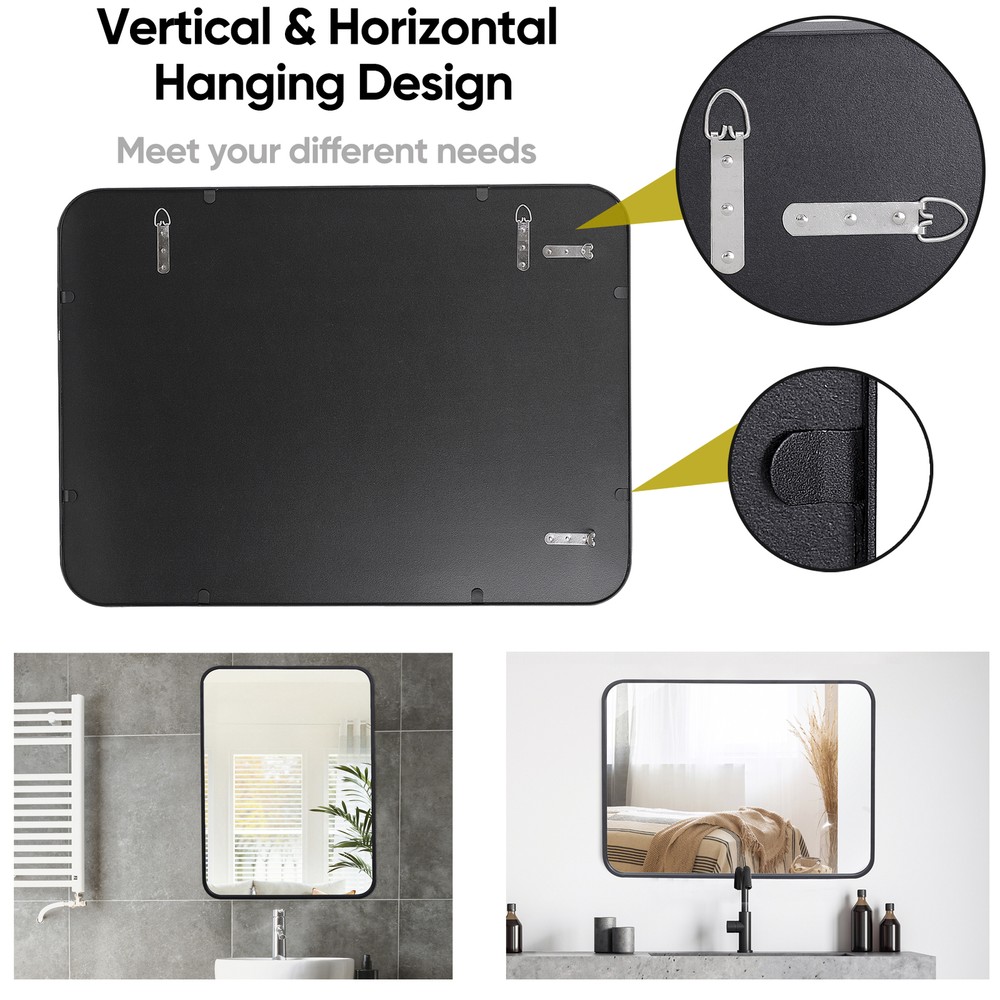 2PCS 22" X 30" Wall Mirror for Bathroom Rectangular Metal Framed Vanity Mirror