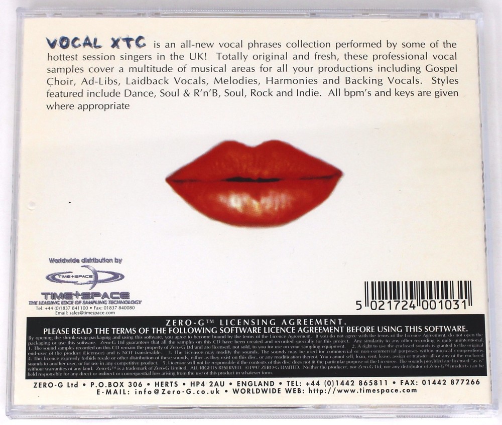 Zero-G Vocal XTC Sample/Sound Library/Sampling CD 1997 TAS CD 80