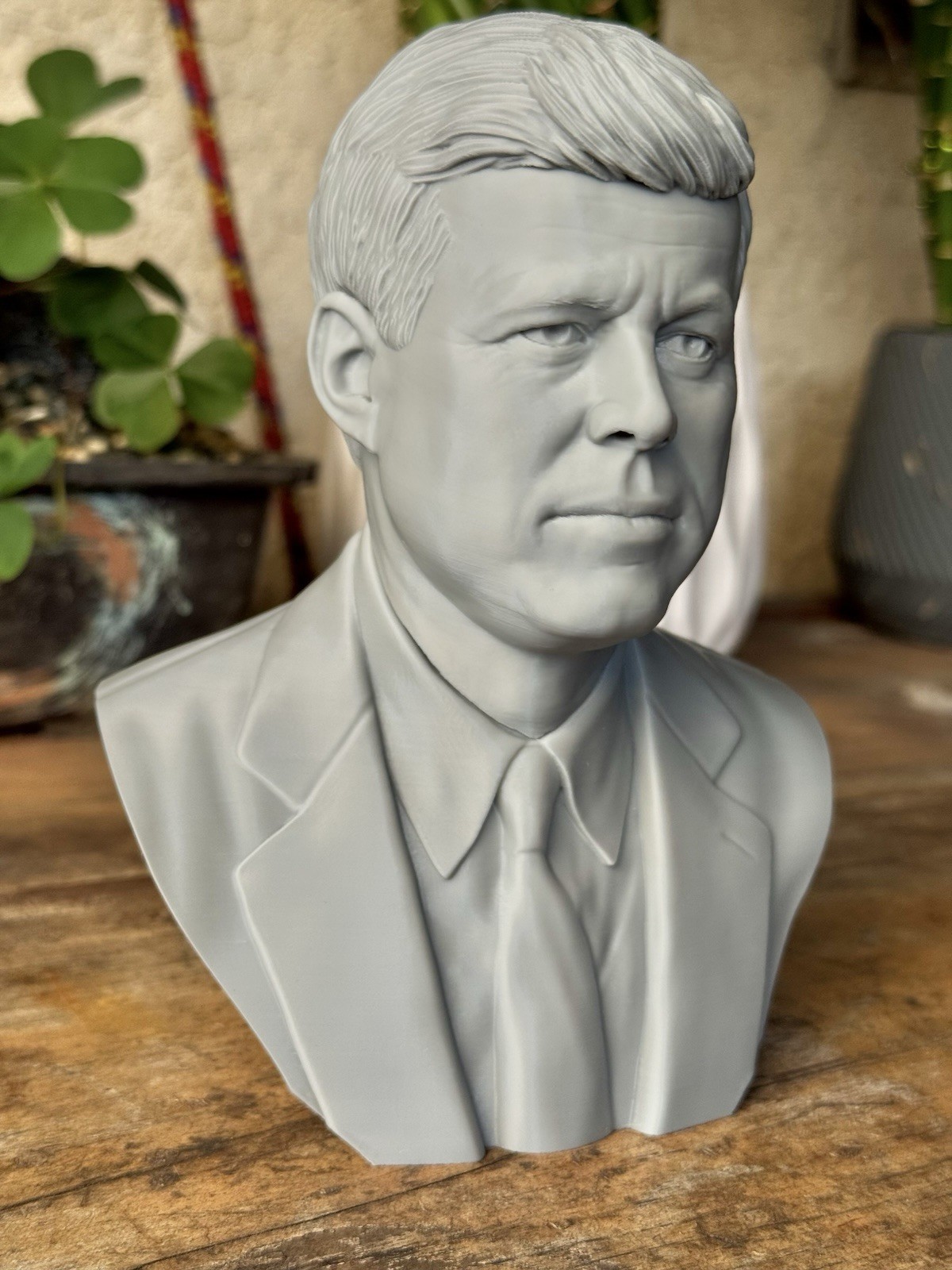 John F Kennedy Bust 6.5” 3D Printed Statue Gray PLA Collectible