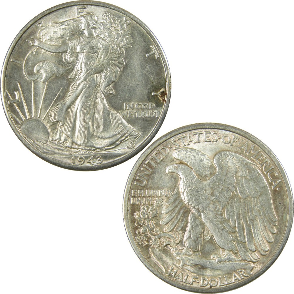1943 D Liberty Walking Silver Half Dollar Borderline Uncirculated